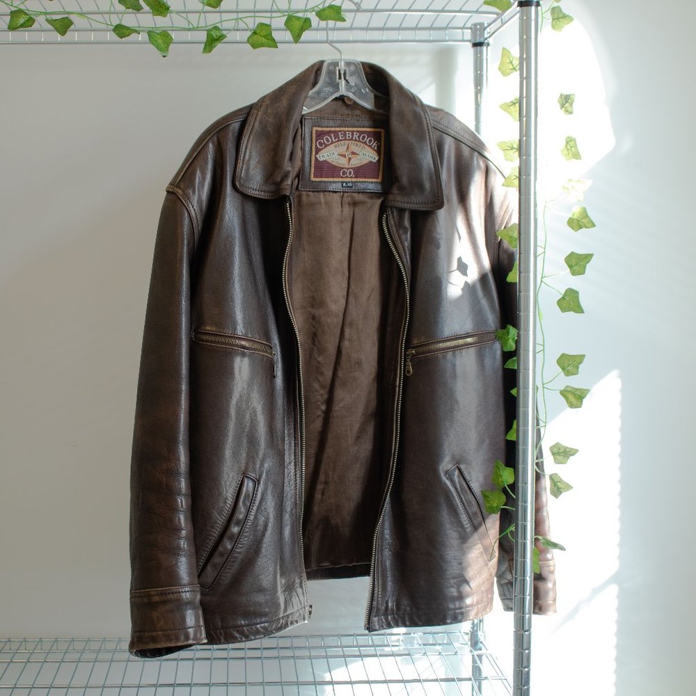 Leather brown jacket by Colebrook & Co